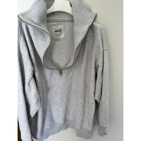 Aerie Women XS/TP Sweatshirt Top Pullover Ribbed Zipper Neck Oversized Casual - Picture 3 of 12